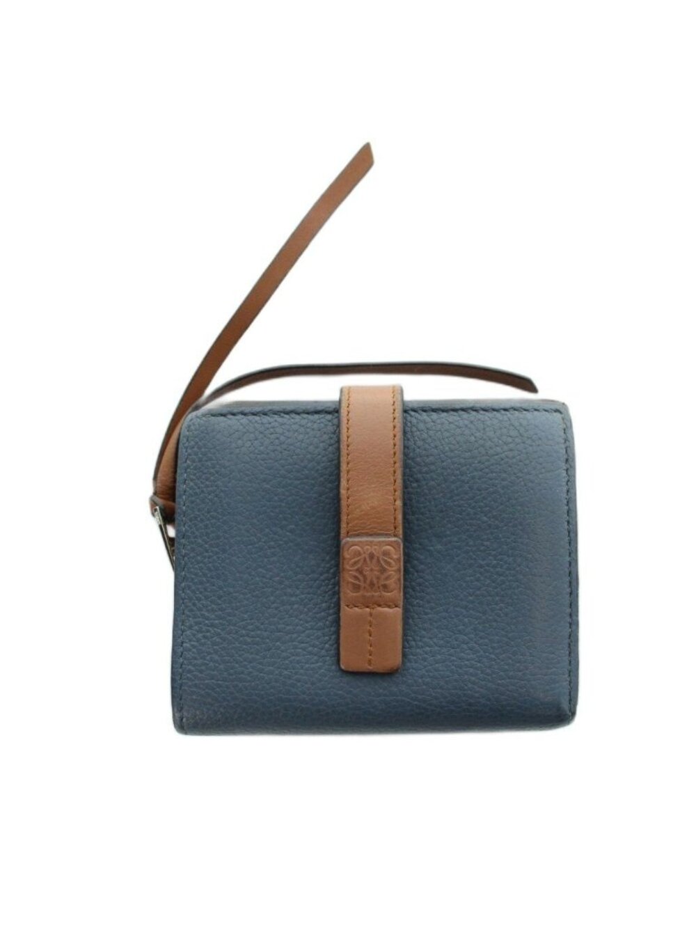Loewe Bifold Wallet Leather Logo Navy Brown